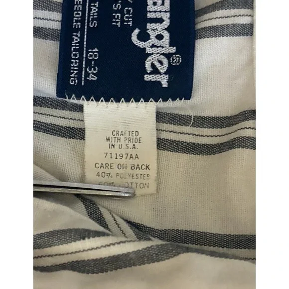 VTG Wrangler Shirt Men 18-34 2XL Long Tail Pearl Snap Cowboy Cut Brushpopper 90s - Picture 7 of 9